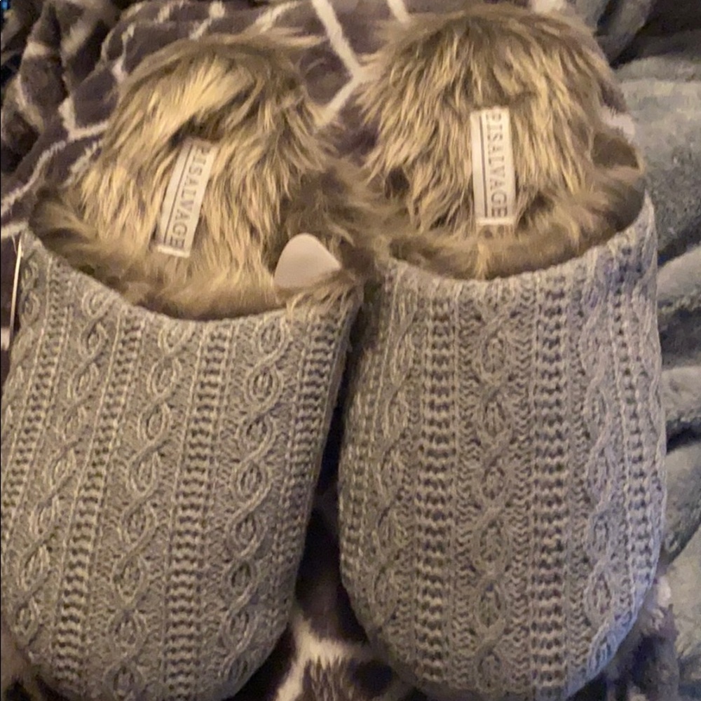 P.J. Salvage grey knit slip on slipper